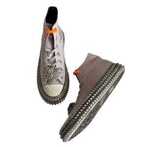 NAN-KU Couture Cruise Mellow Mauve Hi-Top Studded Embellished Sneakers sz 39 NEW